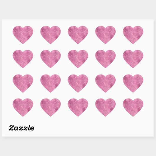 Meisjesachtige Roze Glitter Glans Hart Sticker (Vel)