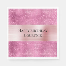 Meisjesachtige Roze Glitterende Schittering Servet