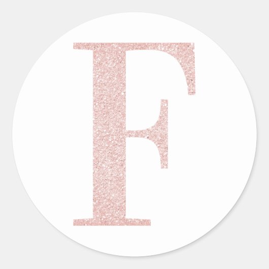 Meisjesachtige roze goud glinsterend monogram F Ronde Sticker (Voorkant)