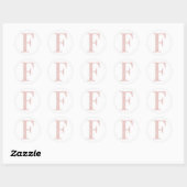 Meisjesachtige roze goud glitter monogram F Ronde Sticker (Vel)