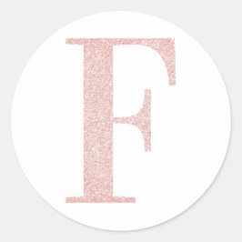 Meisjesachtige roze goud glitter monogram F Ronde Sticker