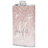 Meisjesachtige Roze Gouden Glitter Monogram Bachel Heupfles (Links)