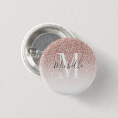 Meisjesachtige Roze Gouden Glitter Monogram Naam R Ronde Button 3,2 Cm (Voorkant /achterkant)