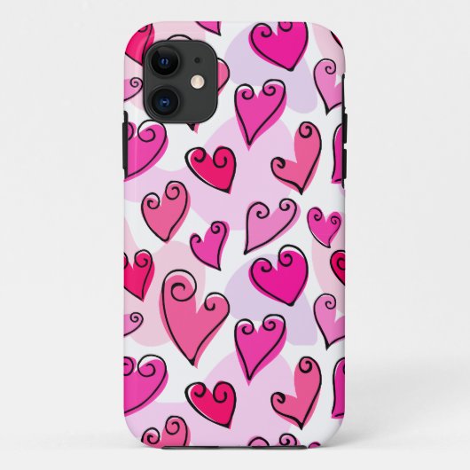 Meisjesachtige Roze Harten Cute Romantische Valent Case-Mate iPhone Case (Achterkant)