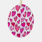 Meisjesachtige Roze Harten Cute Romantische Valent Keramisch Ornament (Rechts)