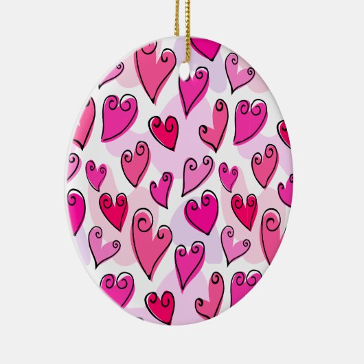 Meisjesachtige Roze Harten Cute Romantische Valent Keramisch Ornament (Rechts)