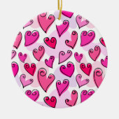 Meisjesachtige Roze Harten Cute Romantische Valent Keramisch Ornament (Voorkant)