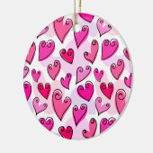 Meisjesachtige Roze Harten Cute Romantische Valent Keramisch Ornament (Links)
