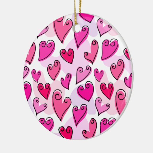 Meisjesachtige Roze Harten Cute Romantische Valent Keramisch Ornament (Links)