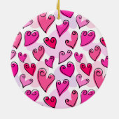 Meisjesachtige Roze Harten Cute Romantische Valent Keramisch Ornament (Achterkant)