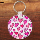 Meisjesachtige Roze Harten Cute Romantische Valent Sleutelhanger (Voorkant)