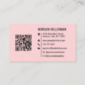 Meisjesachtige Roze Moderne Minimalistische Logo Q Visitekaartje (Achterkant)