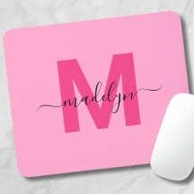 Meisjesachtige Roze Monogram Naam in Scriptlettert