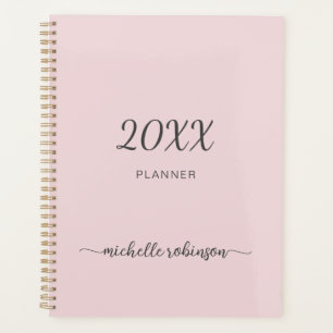 Meisjesachtige Roze Monogram Naam Script 2023 Plan Planner