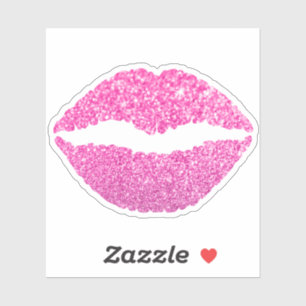 Meisjesachtige Roze Nep Glitter Lippenstift Kus Sticker