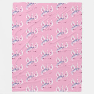 Meisjesachtige Roze Paarse Eenhoorn Verjaardag Fleece Deken