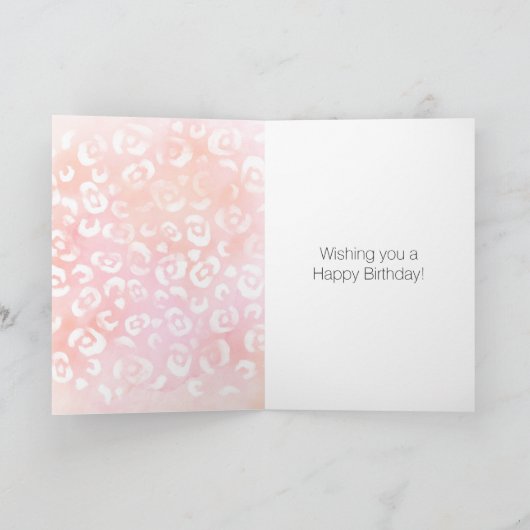 Meisjesachtige Roze Perzik Luipaard Dier Verjaarda Kaart (Binnen)