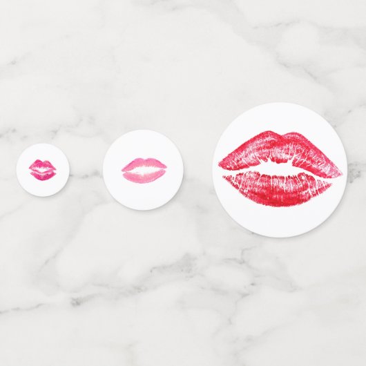 Meisjesachtige Roze Rode Kus Lippenstift Afscheid Confetti (Voorkanten)