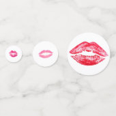 Meisjesachtige Roze Rode Kus Lippenstift Afscheid Confetti (Achterkanten)