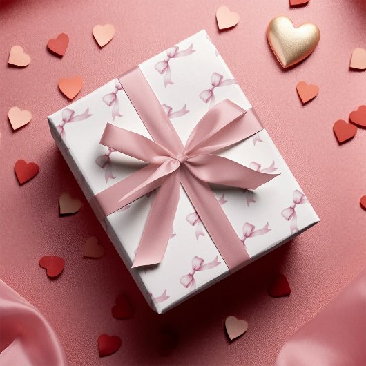 Meisjesachtige Roze Strik Cadeaupapier