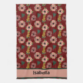 Meisjesachtige Roze Witte Bloemen Botanisch Patroo Theedoek (Verticaal)