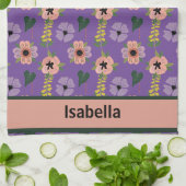 Meisjesachtige Roze Witte Bloemen Botanisch Patroo Theedoek (Gevouwen)