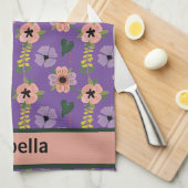 Meisjesachtige Roze Witte Bloemen Botanisch Patroo Theedoek (Quarter Fold)