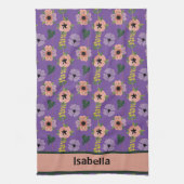 Meisjesachtige Roze Witte Bloemen Botanisch Patroo Theedoek (Verticaal)