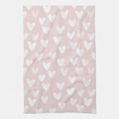 Meisjesachtige Roze Witte Harten Bruidsdouche Theedoek (Verticaal)