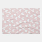 Meisjesachtige Roze Witte Harten Bruiloftsborrel Theedoek (Horizontaal)