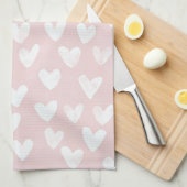 Meisjesachtige Roze Witte Hartjes Bruiloftsfeest Theedoek (Quarter Fold)