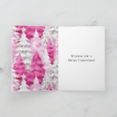 Meisjesachtige Roze Zilver Glam Kerstbomen Kaart (Binnen)