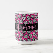 Meisjesachtige roze zwarte en witte zebra harten m koffiemok (Center)