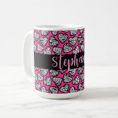 Meisjesachtige roze zwarte en witte zebra harten m koffiemok (Voorkant links)