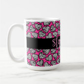 Meisjesachtige roze zwarte en witte zebra harten m koffiemok (Links)