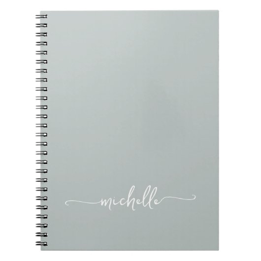 Meisjesachtige Salie Groene Monogram Naam Script H Notitieboek (Voorkant)