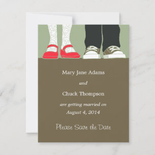 Meisjesachtige schoenen en sneakers geïllustreerde save the date
