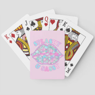 Meisjesachtige spetterende en brutale roze turquoi pokerkaarten