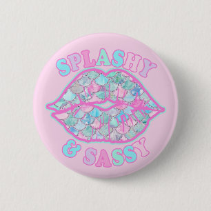 Meisjesachtige spetterende en brutale roze turquoi ronde button 5,7 cm