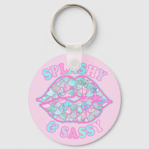 Meisjesachtige spetterende en brutale roze turquoi sleutelhanger