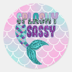 Meisjesachtige spetterende sassy roze paarse groen ronde sticker