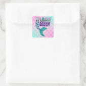Meisjesachtige spetterende sassy roze paarse groen vierkante sticker (Tas)