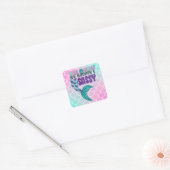 Meisjesachtige spetterende sassy roze paarse groen vierkante sticker (Envelop)