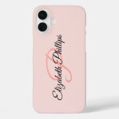 Meisjesachtige stijl Misty Rose Monogram Letter Case-Mate iPhone Case (Achterkant)