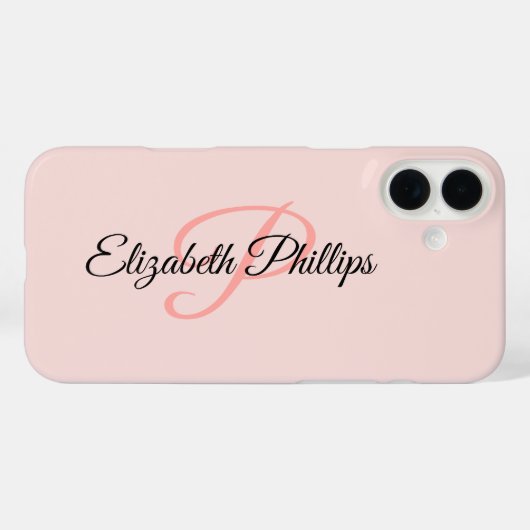 Meisjesachtige stijl Misty Rose Monogram Letter Case-Mate iPhone Case (Achterkant (horizontaal))