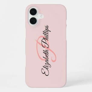 Meisjesachtige stijl Misty Rose Monogram Letter iPhone 16 Plus Hoesje