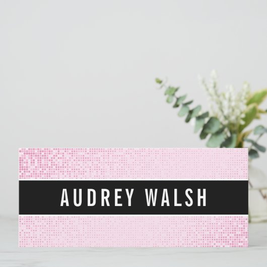 Meisjesachtige stijlvolle roze sequin zwarte cadea kaart (Staand voorkant)