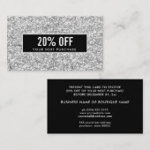 Meisjesachtige stijlvolle zilveren glitters zwarte visitekaartje (Voorkant / Achterkant)