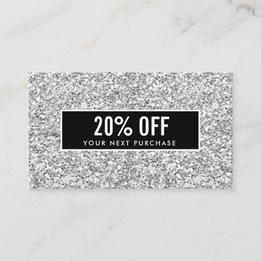 Meisjesachtige stijlvolle zilveren glitters zwarte visitekaartje (Voorkant)