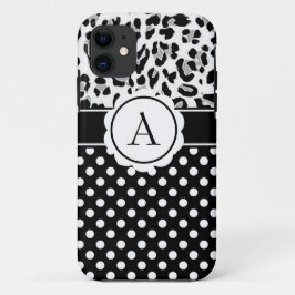 Meisjesachtige stippen en dierenprint monogram  Ca Case-Mate iPhone Case